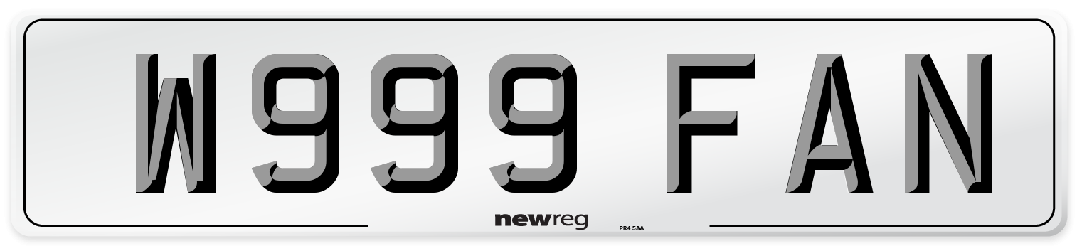 W999 FAN Number Plate from New Reg